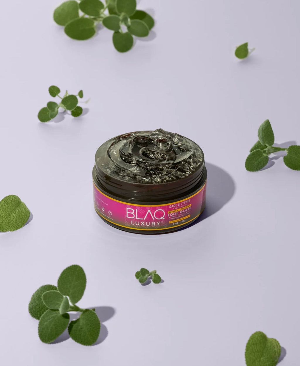 BLAQ Luxury Sage and Lychee Edge Glaze with Biotin for Strong Healthy Edges | 2 oz Enamel Safe Anti Frizz Gel