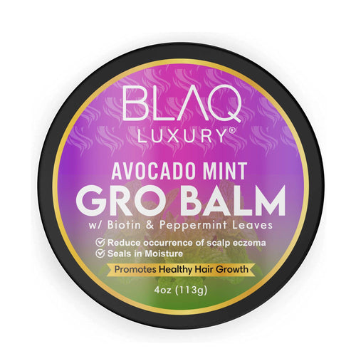 BLAQ LUXURY Avocado Mint Hair & Scalp Balm with Biotin & Peppermint Leaves 40 oz 113g for Moisture Scalp Eczema Reduction & Healthy Hair Growth