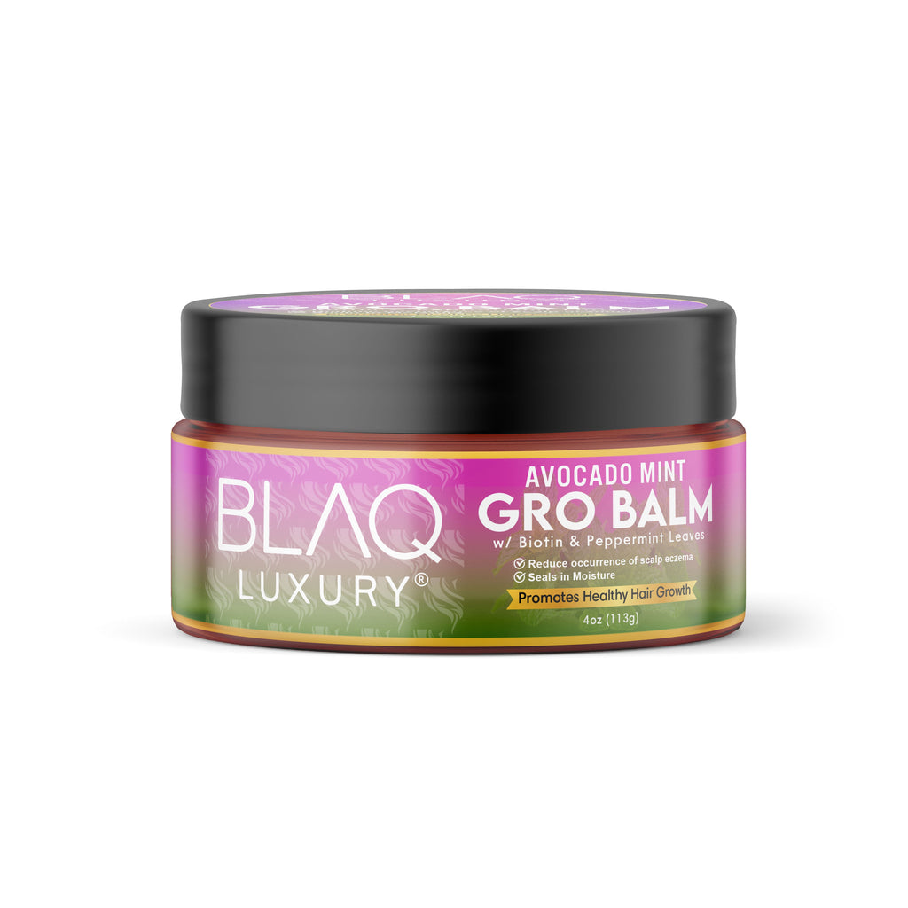 BLAQ LUXURY Avocado Mint Hair & Scalp Balm with Biotin & Peppermint Leaves 40 oz 113g for Moisture Scalp Eczema Reduction & Healthy Hair Growth