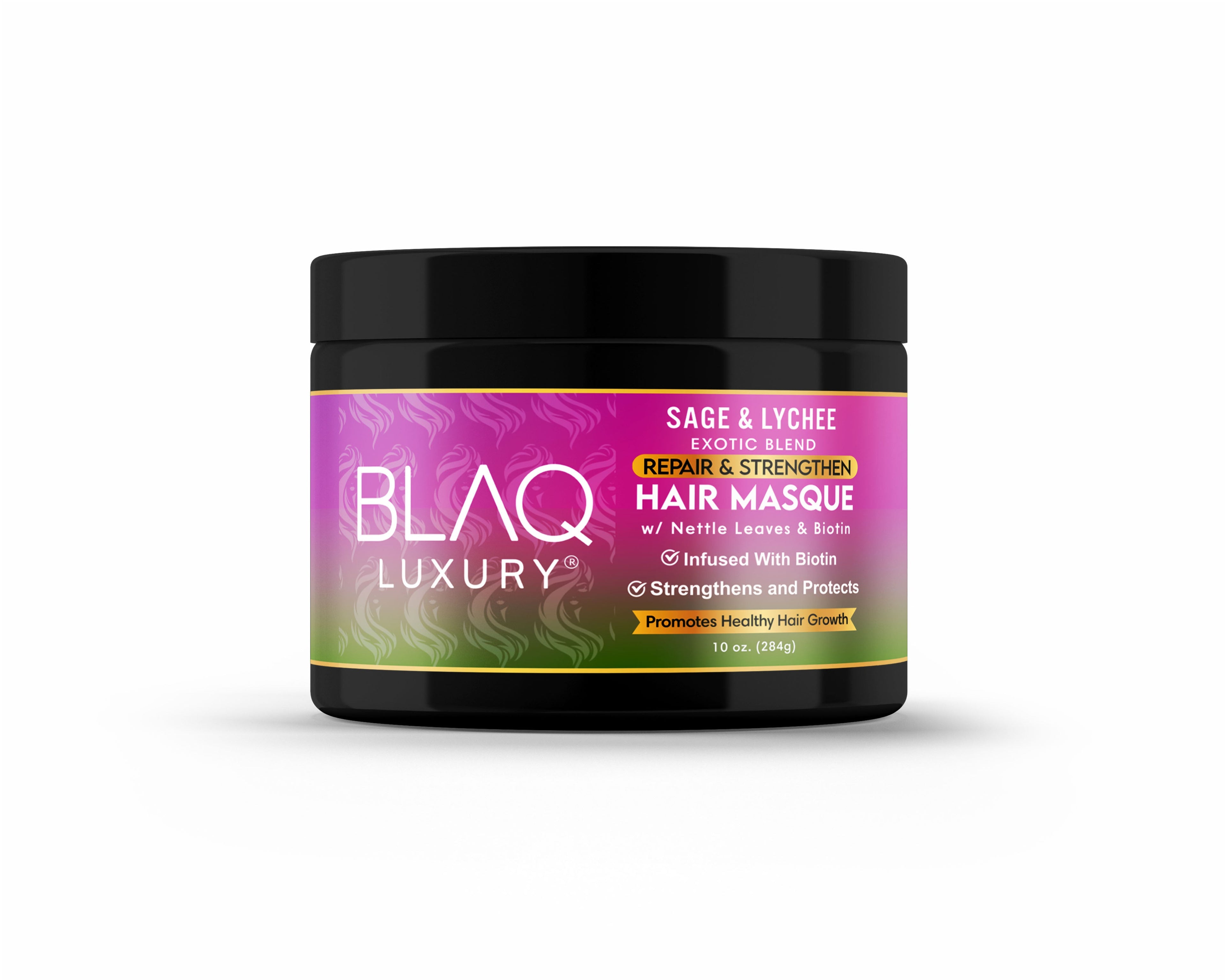 BLAQ Luxury Sage & Lychee Hair Masque | Infused with Biotin for Healthy Growth, Deep Hydration, and Softening | 12 fl oz